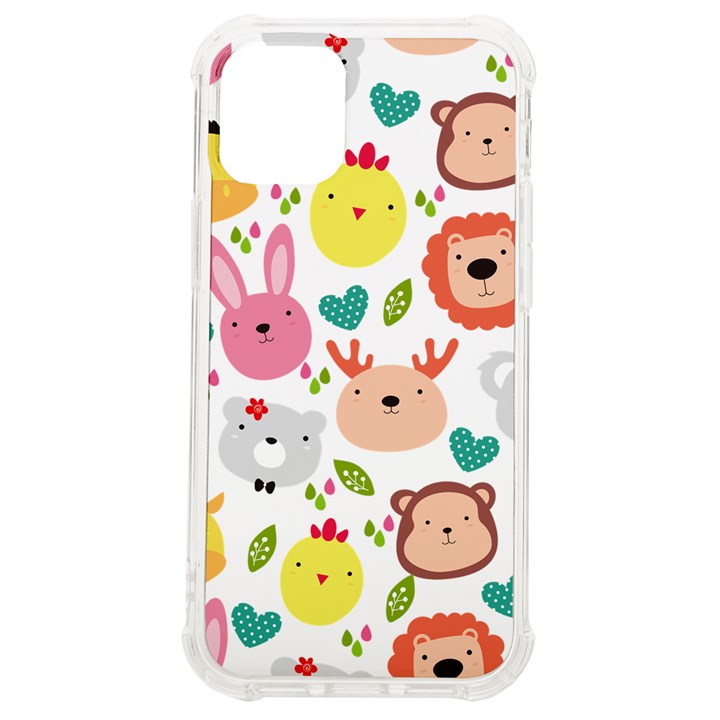 Cute Animals Cartoon Seamless Background iPhone 12 mini TPU UV Print Case	