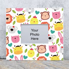 Cute Animals Cartoon Seamless Background White Wall Photo Frame 5  X 7  by Bakwanart