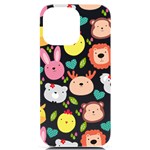 Cute Animals Cartoon Seamless Background iPhone 14 Pro Max Black UV Print Case Front