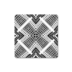 Black And White Modern Texture Seamless Print Fabric Pattern Square Magnet by Bakwanart