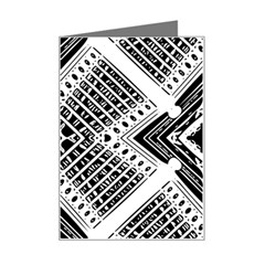 Black And White Modern Texture Seamless Print Fabric Pattern Mini Greeting Card by Bakwanart