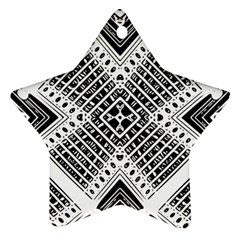 Black And White Modern Texture Seamless Print Fabric Pattern Star Ornament (two Sides)