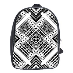 Black And White Modern Texture Seamless Print Fabric Pattern School Bag (large) by Bakwanart