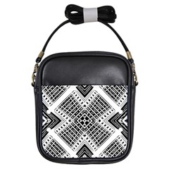 Black And White Modern Texture Seamless Print Fabric Pattern Girls Sling Bag