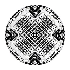 Black And White Modern Texture Seamless Print Fabric Pattern Round Filigree Ornament (two Sides) by Bakwanart