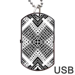 Black And White Modern Texture Seamless Print Fabric Pattern Dog Tag Usb Flash (one Side)