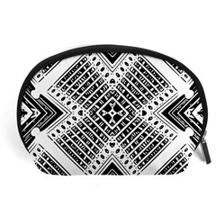 Black And White Modern Texture Seamless Print Fabric Pattern Accessory Pouch (large)