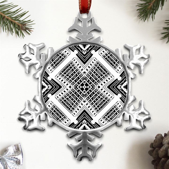 Black And White Modern Texture Seamless Print Fabric Pattern Metal Small Snowflake Ornament