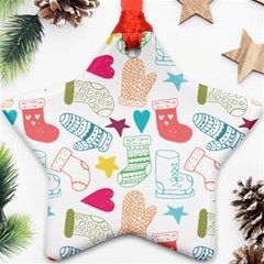 Cute Doodle Christmas Gloves And Stockings Seamless Pattern Ornament (star)