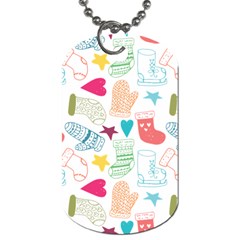 Cute Doodle Christmas Gloves And Stockings Seamless Pattern Dog Tag (two Sides)