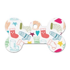 Cute Doodle Christmas Gloves And Stockings Seamless Pattern Dog Tag Bone (one Side)