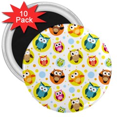 Owl Bird Cartoon 3  Magnets (10 pack) 