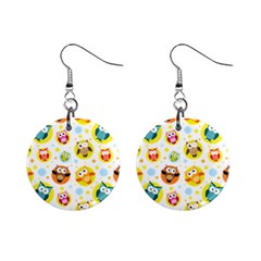 Owl Bird Cartoon Mini Button Earrings