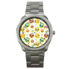 Owl Bird Cartoon Sport Metal Watch by Bakwanart