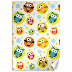 Owl Bird Cartoon Canvas 12  x 18 