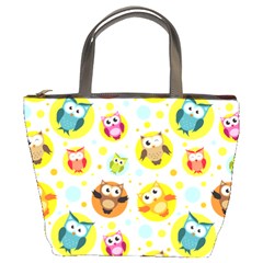 Owl Bird Cartoon Bucket Bag by Bakwanart