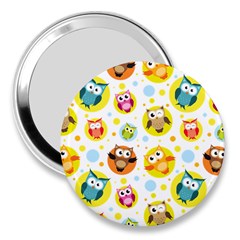 Owl Bird Cartoon 3  Handbag Mirrors