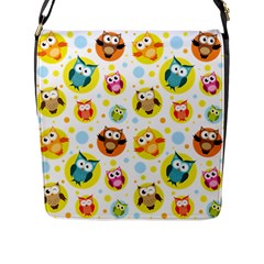 Owl Bird Cartoon Flap Closure Messenger Bag (l) by Bakwanart