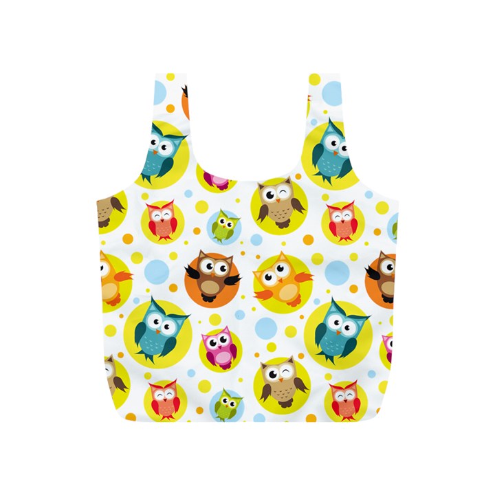 Owl Bird Cartoon Full Print Recycle Bag (S)