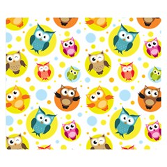 Owl Bird Cartoon Two Sides Premium Plush Fleece Blanket (Small)