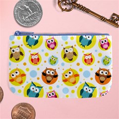 Owl Bird Cartoon Large Coin Purse