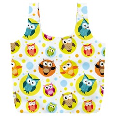 Owl Bird Cartoon Full Print Recycle Bag (xxl) by Bakwanart