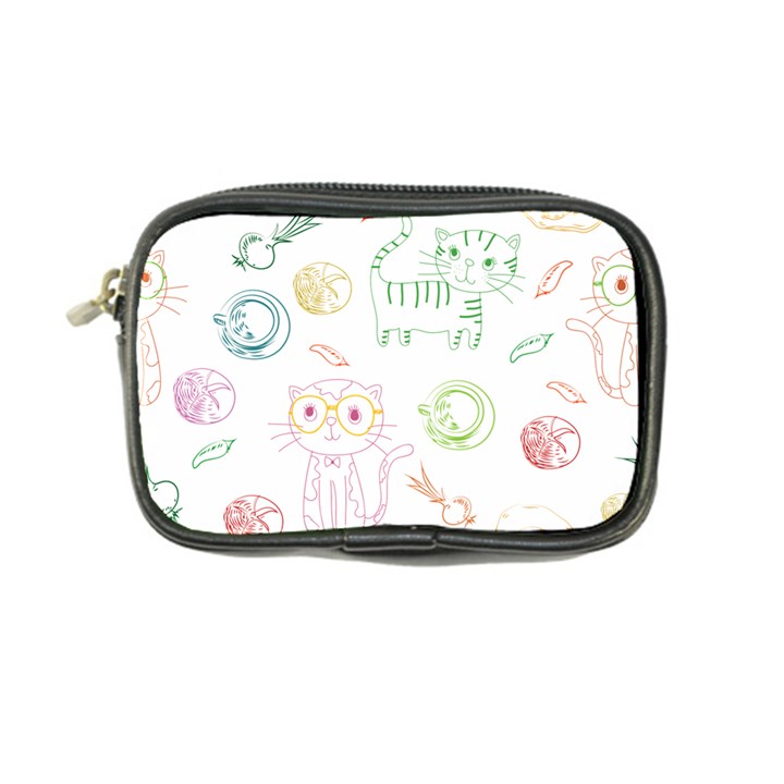 Cats And Food Doodle Seamless Pattern Coin Purse