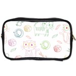 Cats And Food Doodle Seamless Pattern Toiletries Bag (One Side) Front