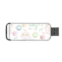 Cats And Food Doodle Seamless Pattern Portable Usb Flash (two Sides) by Bakwanart