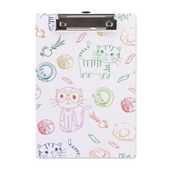 Cats And Food Doodle Seamless Pattern A5 Acrylic Clipboard by Bakwanart