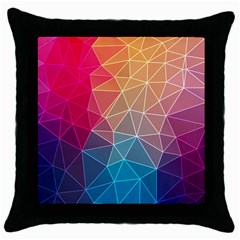 Multicolored Geometric Origami Idea Pattern Throw Pillow Case (black) by Bakwanart