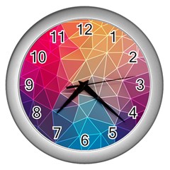 Multicolored Geometric Origami Idea Pattern Wall Clock (silver) by Bakwanart