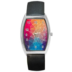 Multicolored Geometric Origami Idea Pattern Barrel Style Metal Watch by Bakwanart