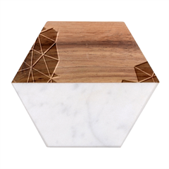 Multicolored Geometric Origami Idea Pattern Marble Wood Coaster (hexagon) 