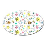 Summer Pattern Colorful Drawing Doodle Oval Magnet Front