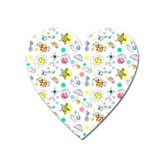 Summer Pattern Colorful Drawing Doodle Heart Magnet