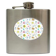 Summer Pattern Colorful Drawing Doodle Hip Flask (6 Oz) by Bakwanart