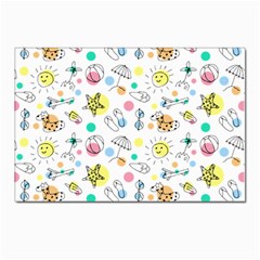 Summer Pattern Colorful Drawing Doodle Postcard 4 x 6  (pkg Of 10) by Bakwanart