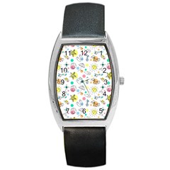 Summer Pattern Colorful Drawing Doodle Barrel Style Metal Watch by Bakwanart