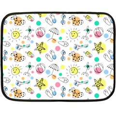 Summer Pattern Colorful Drawing Doodle Two Sides Fleece Blanket (mini) by Bakwanart