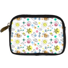 Summer Pattern Colorful Drawing Doodle Digital Camera Leather Case by Bakwanart