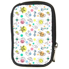 Summer Pattern Colorful Drawing Doodle Compact Camera Leather Case by Bakwanart