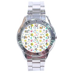 Summer Pattern Colorful Drawing Doodle Stainless Steel Analogue Watch by Bakwanart