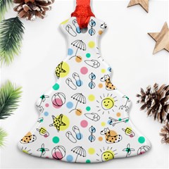 Summer Pattern Colorful Drawing Doodle Christmas Tree Ornament (two Sides) by Bakwanart