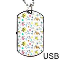 Summer Pattern Colorful Drawing Doodle Dog Tag Usb Flash (two Sides) by Bakwanart