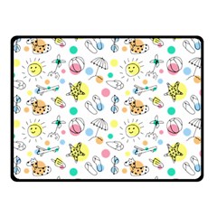 Summer Pattern Colorful Drawing Doodle Two Sides Fleece Blanket (small) by Bakwanart