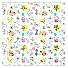 Summer Pattern Colorful Drawing Doodle Square Satin Scarf (36  X 36 ) by Bakwanart