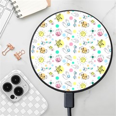 Summer Pattern Colorful Drawing Doodle Wireless Fast Charger(black) by Bakwanart