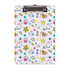 Summer Pattern Colorful Drawing Doodle A5 Acrylic Clipboard by Bakwanart