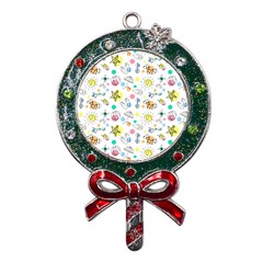 Summer Pattern Colorful Drawing Doodle Metal X mas Lollipop With Crystal Ornament by Bakwanart